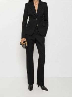 Burberry Black Women's Tailored Pantsuit Trousers 100% Cotton Size 10